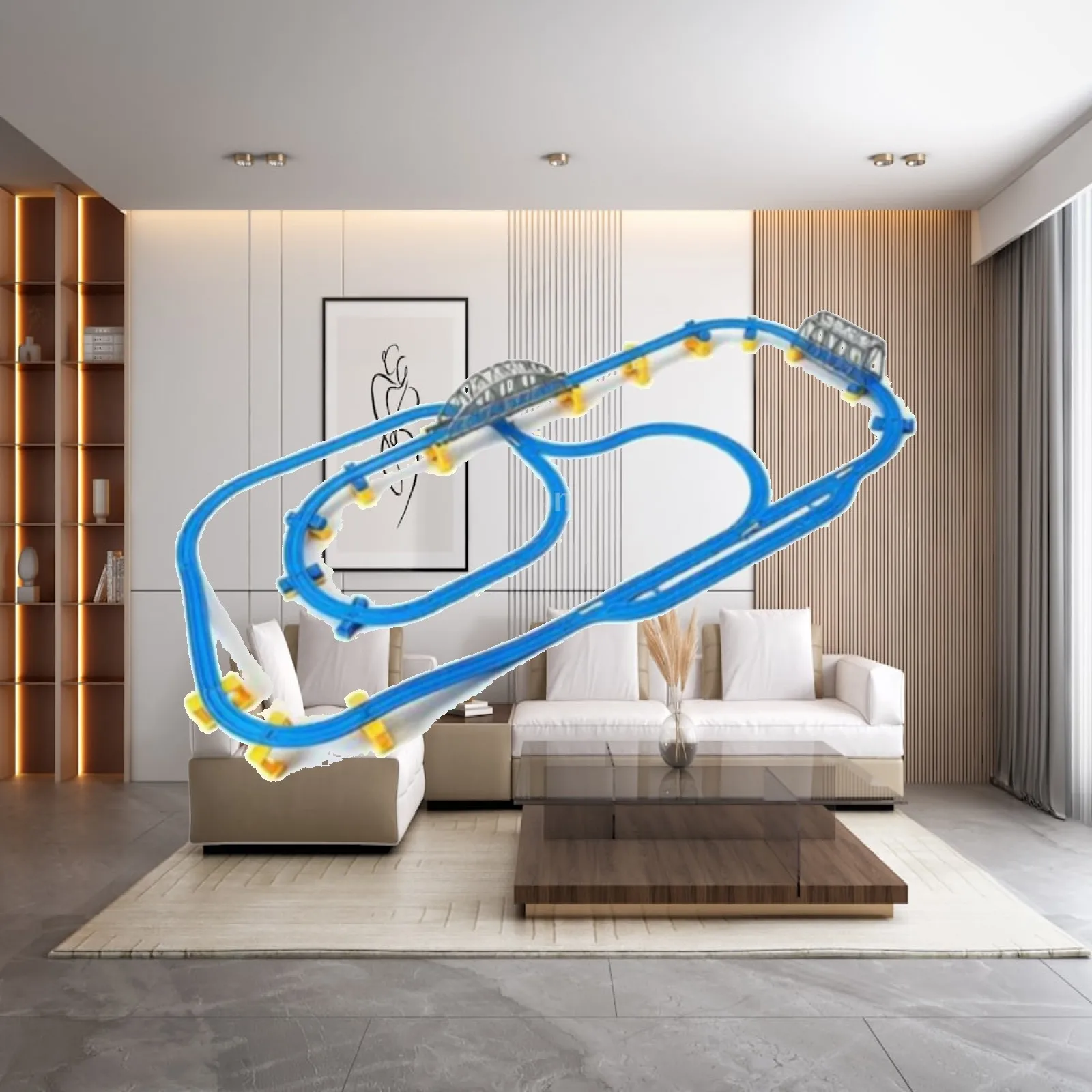Toy Train Track Set Compatible Track Set with Interlocking Sections Safe Non for Children, Playroom, Bedroom