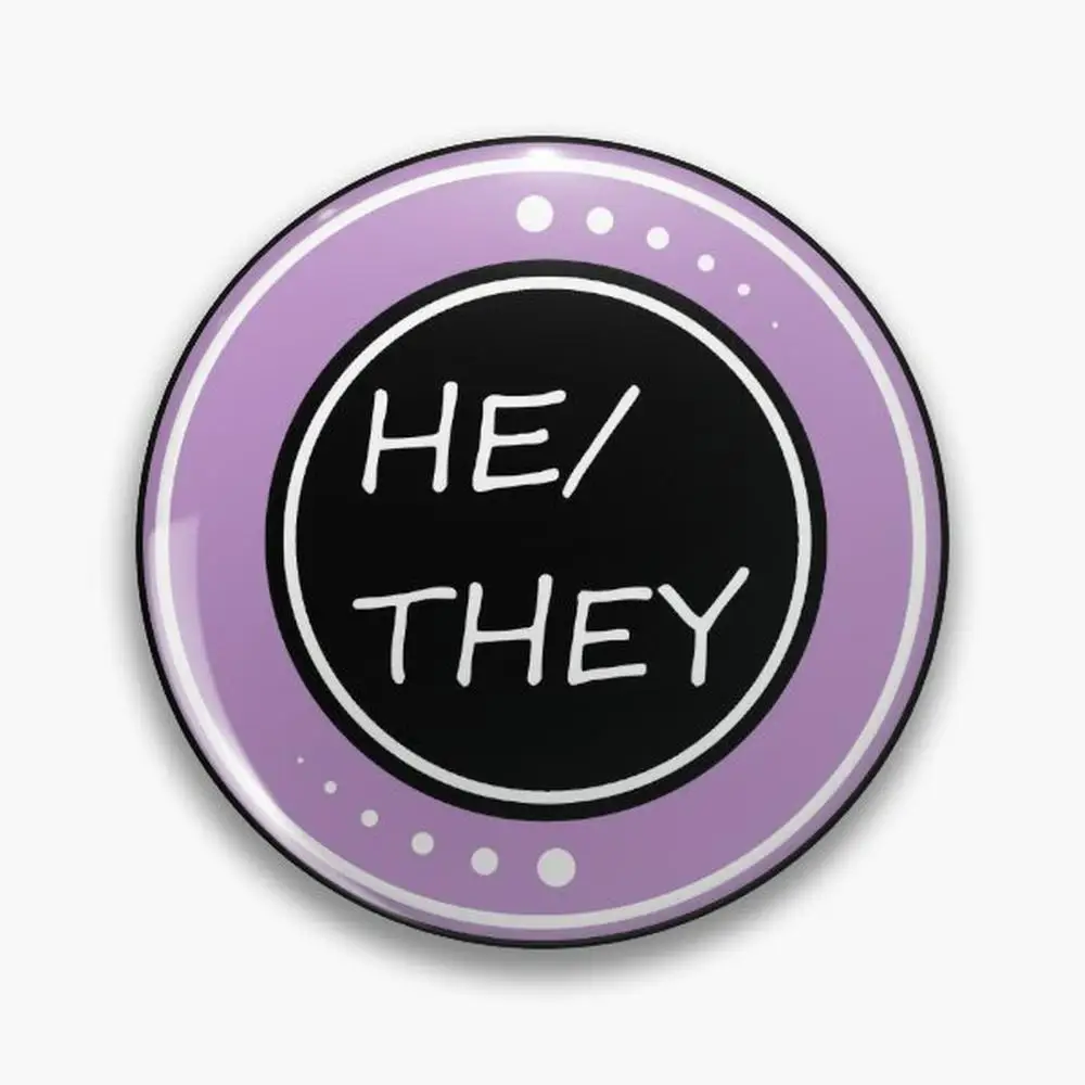 Pronoun Pin/Sticker (He/they) - Purple  Buttons Brooches  Jewelry Accessory Customize Brooch Fashion Lapel Badges