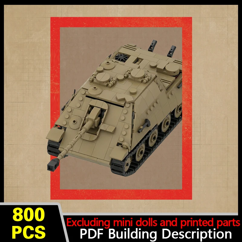 Military Tank Destroyer Model MOC Building Bricks War Equipment Style Modular Technology Gifts Holiday Assemble Toys Suit