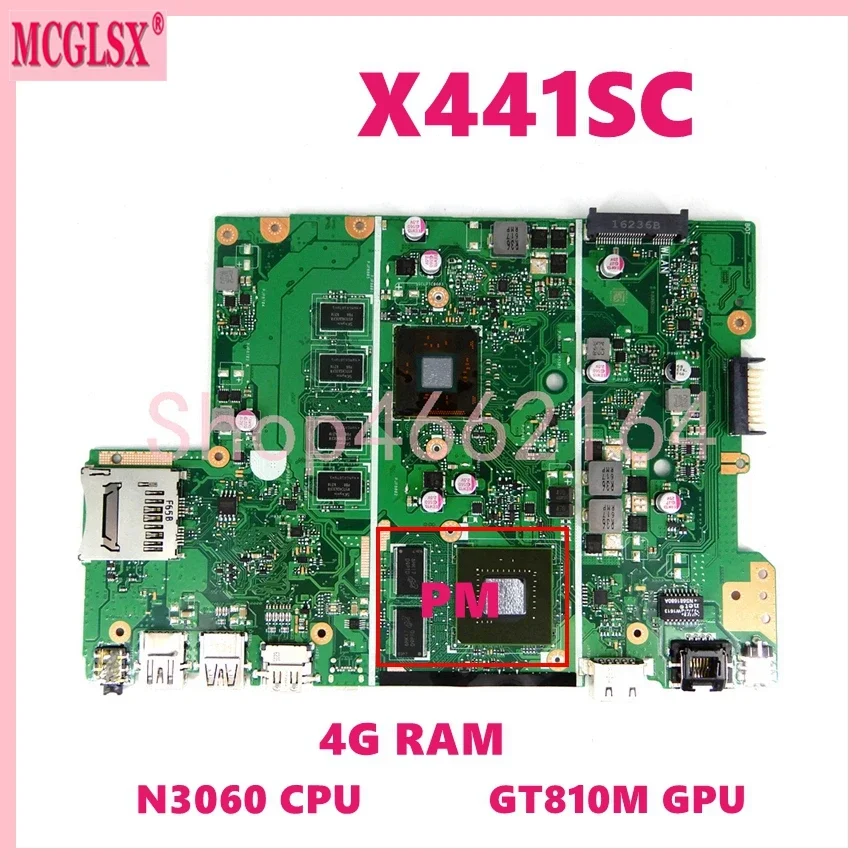 X441SC N3060 N3710 CPU 2GB/4GB RAM Laptop Motherboard For Asus VivoBook A441SC A441SA X441SA X441SC F441S X441S A441S Mainboard