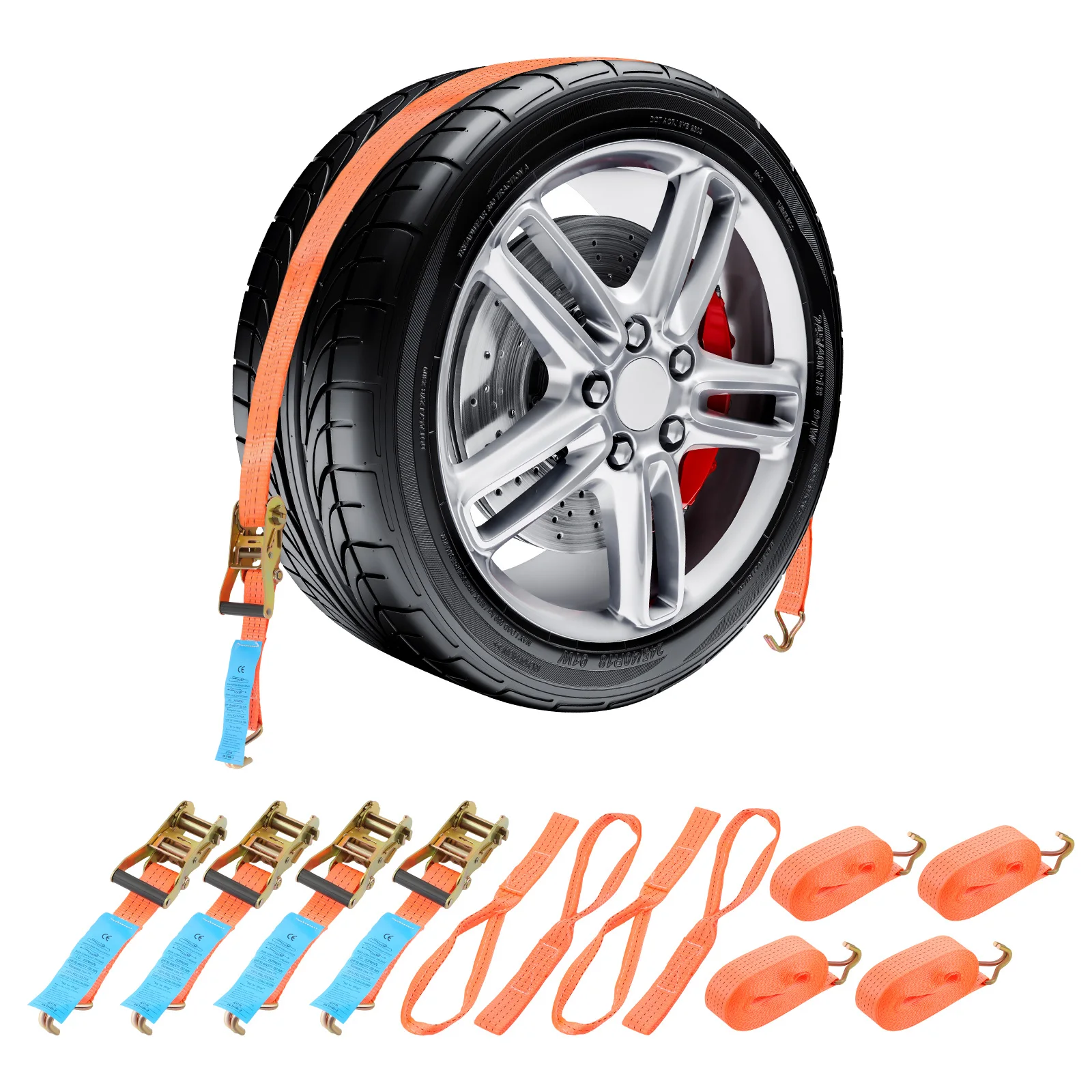 

4x Heavy Duty Ratchet Tie Down Straps 2.9 Metre X 38mm Lorry Lashing 2 Ton