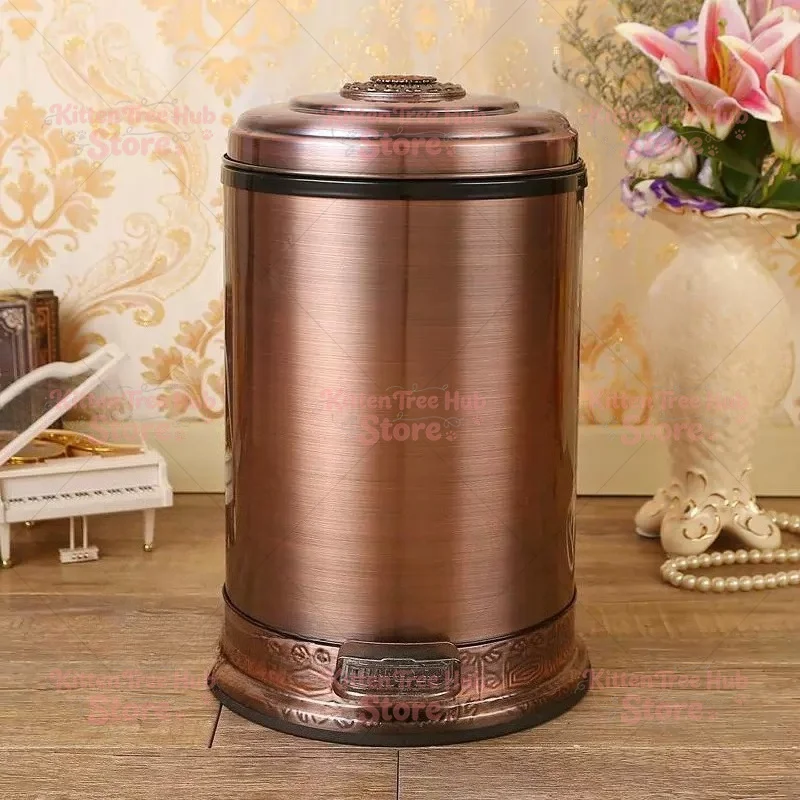 European trash can household living room creative luxury high-grade gold stainless steel bathroom kitchen pedal