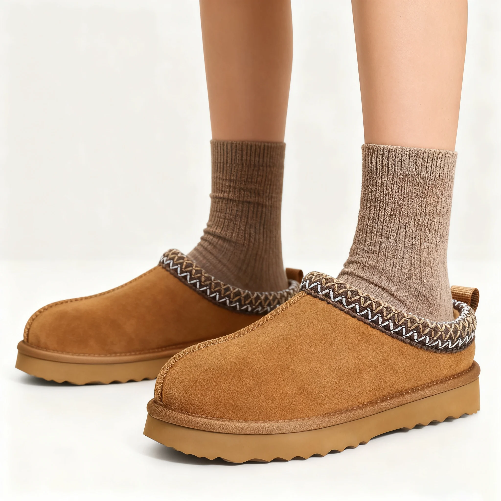 

Gacimy Women Winter Fur Slippers Plush Lined Suede Cotton Shoes Indoor Outdoor Fuzzy Short Boots Female Warm Fluffy House Slides