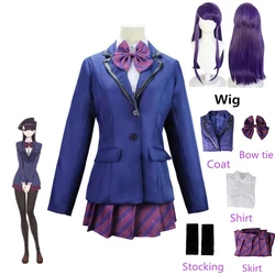 Shouko Komi Skirt Set Anime Komi Can't Communicate Komi san wa Comyushou desu Cosplay Costume High School Uniform Purple Wigs