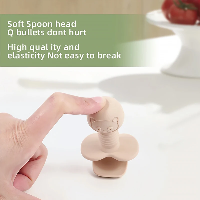 طبق أطفال من السيليكون الآمن بنسبة 100% من YLS مع شوكة ملعقة - أطباق مضادة للانزلاق مناسبة للتدريب على التغذية الذاتية للأطفال الصغار #5