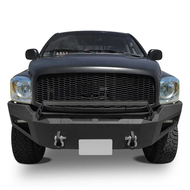 High Quality Textured Black Front Bumper With Winch Plate D‑Rings Exterior Parts Fit For Pickup 2006‑2008