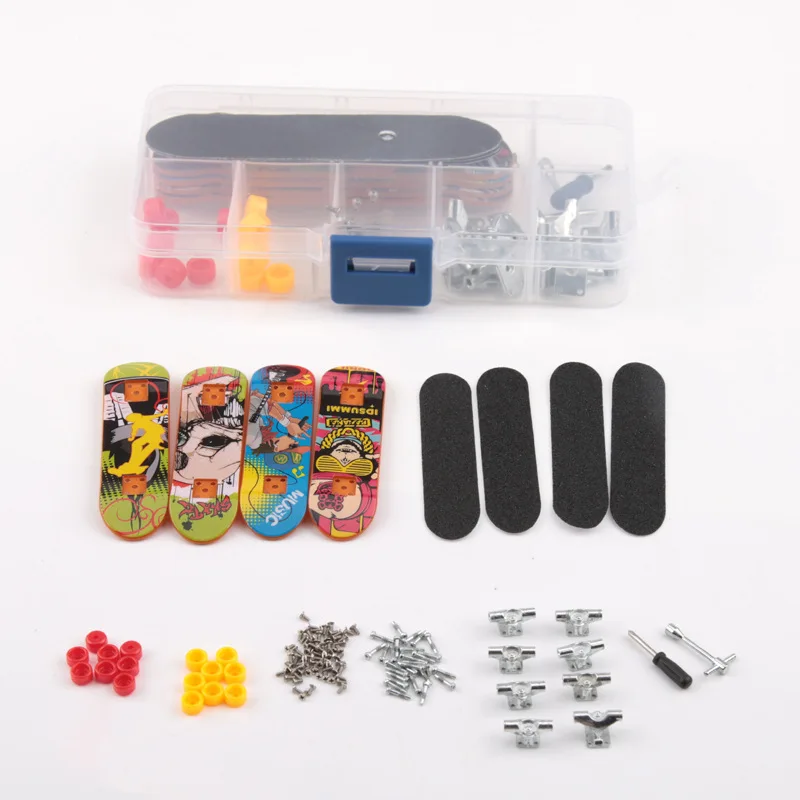 Mini Finger Skateboard Toy Set pour garçons, Stents Fingers Skate, Creative Novelty Cartoon, Classic DIY Toys, Gifts, 4 PCs, 5PCs