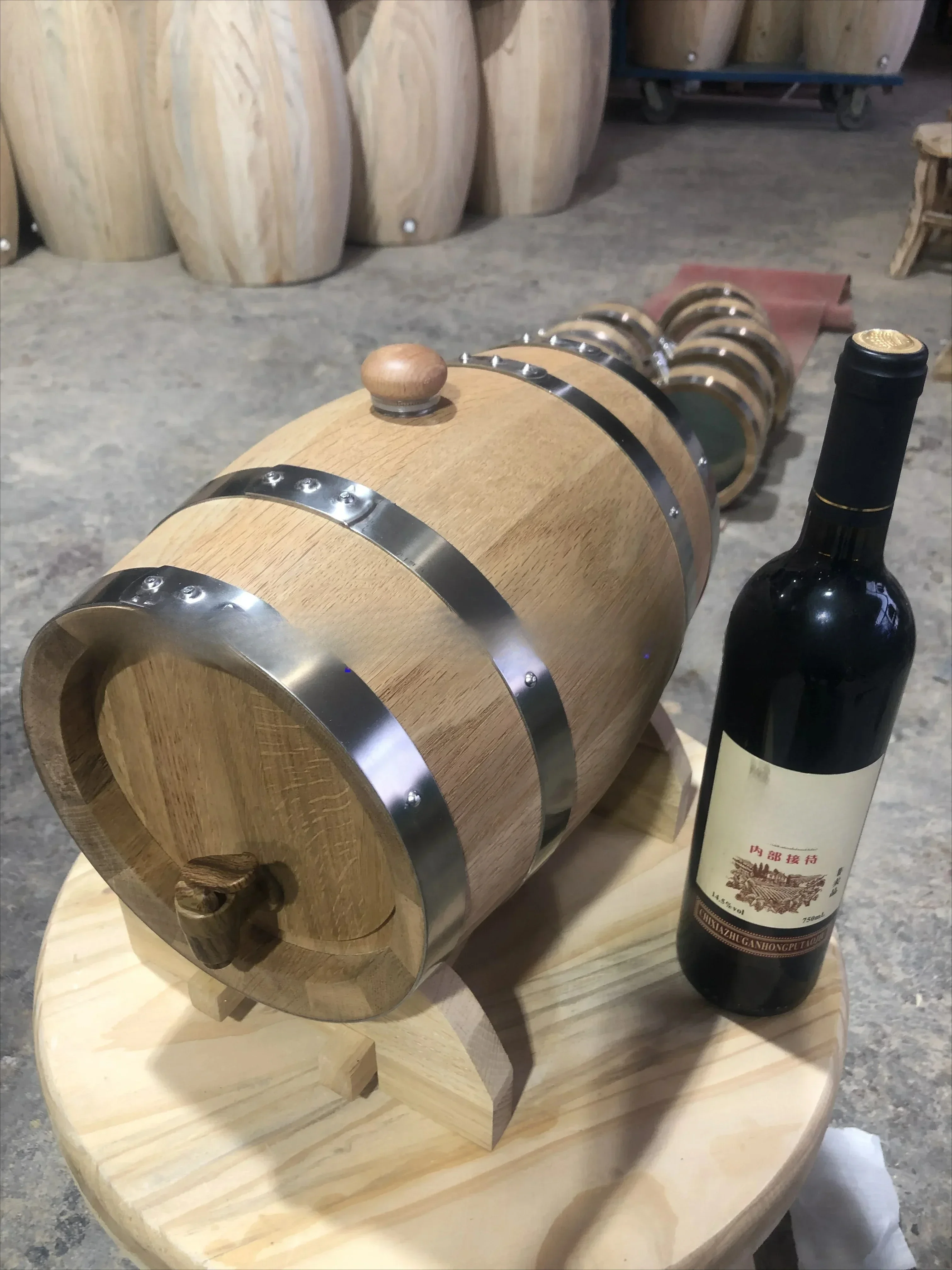 5L Vintage Oak Wine Barrel, Large Capacity Wooden Storage Container for Whiskey Tequila Home Brewing