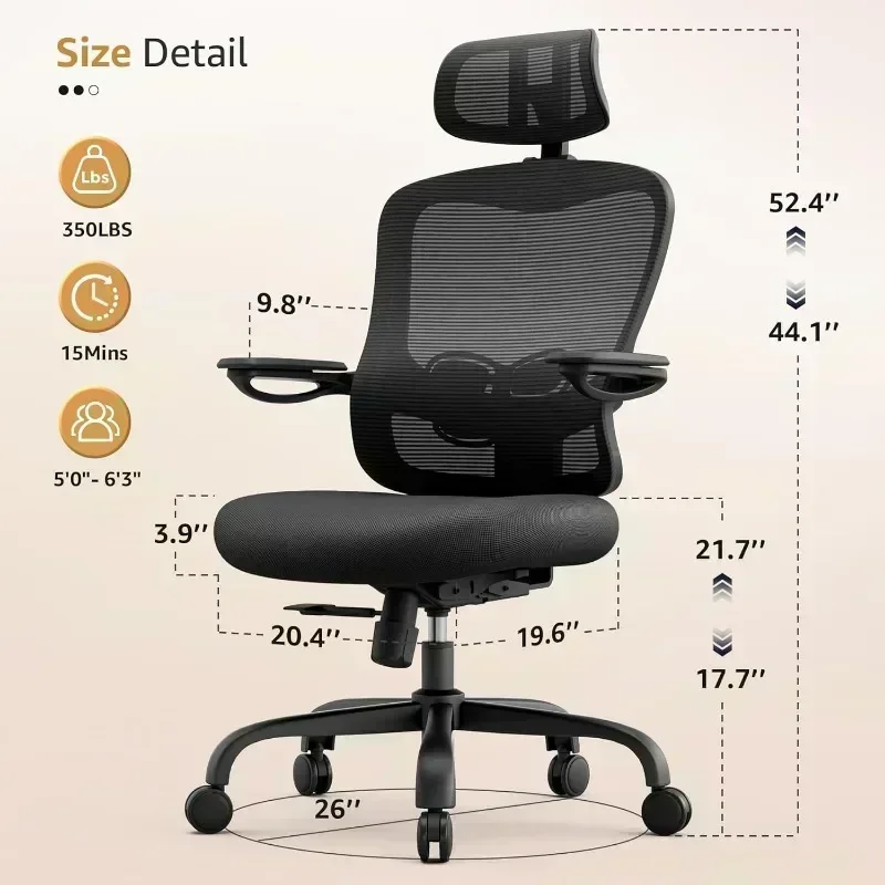 Ergonomic Office Chair Big and Tall - 350LBS Capacity,6'5