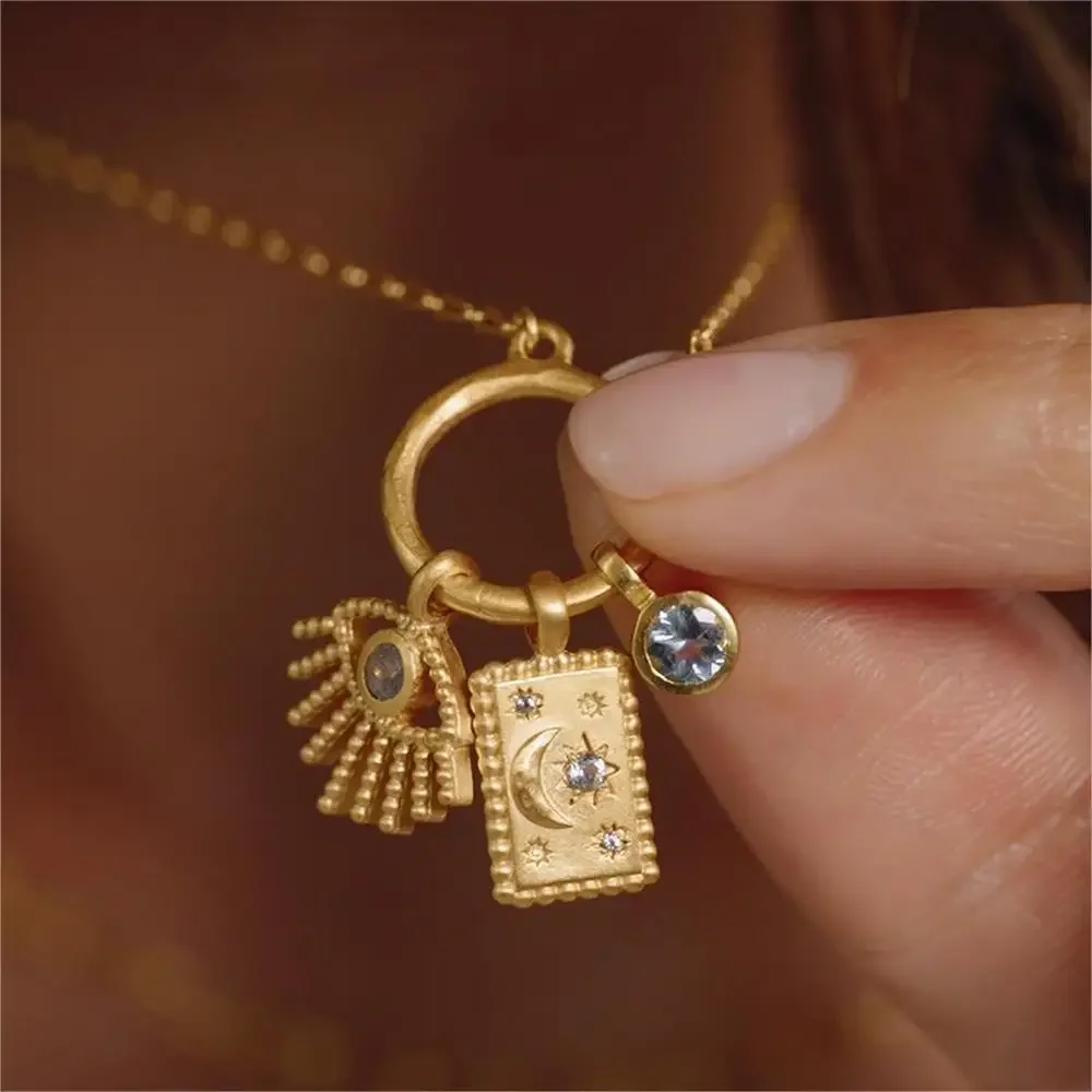 Exquisite wasserdichte Mond Stern Sonne böse Augen Anhänger für Frauen Charms Gold Farbe DIY Zubehör Edelstahl Schmuck