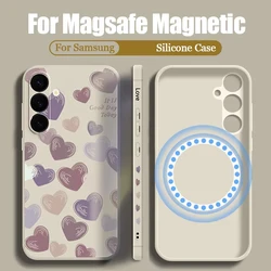 Love Heart Case For Samsung Galaxy S26 S25 S24 S23 Ultra Plus S25 S24 FE S22 Magnetic For Magsafe Wireless Charge Soft Cover