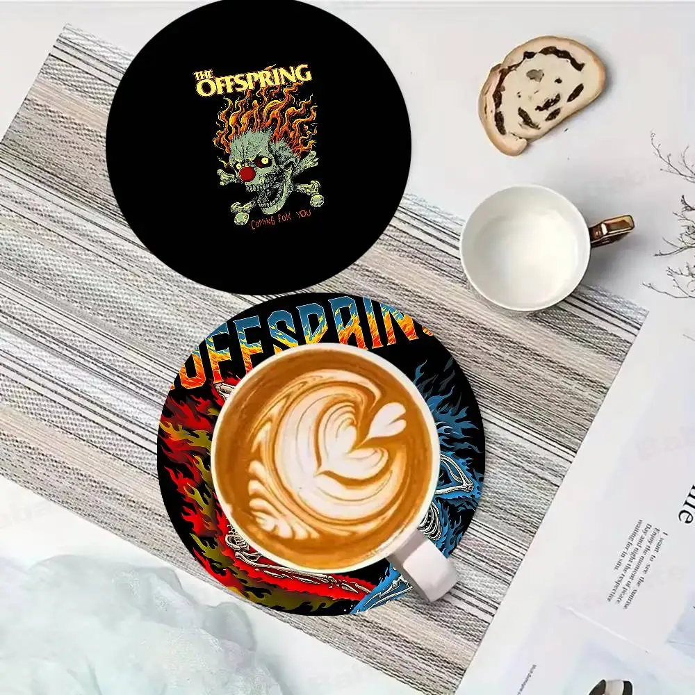 Modern Rock Band T-The O-Offspring Pop Punk Themed Wooden Coaster Non-Slip Heat-Resistant Fun Dining Table Decoration Cafe
