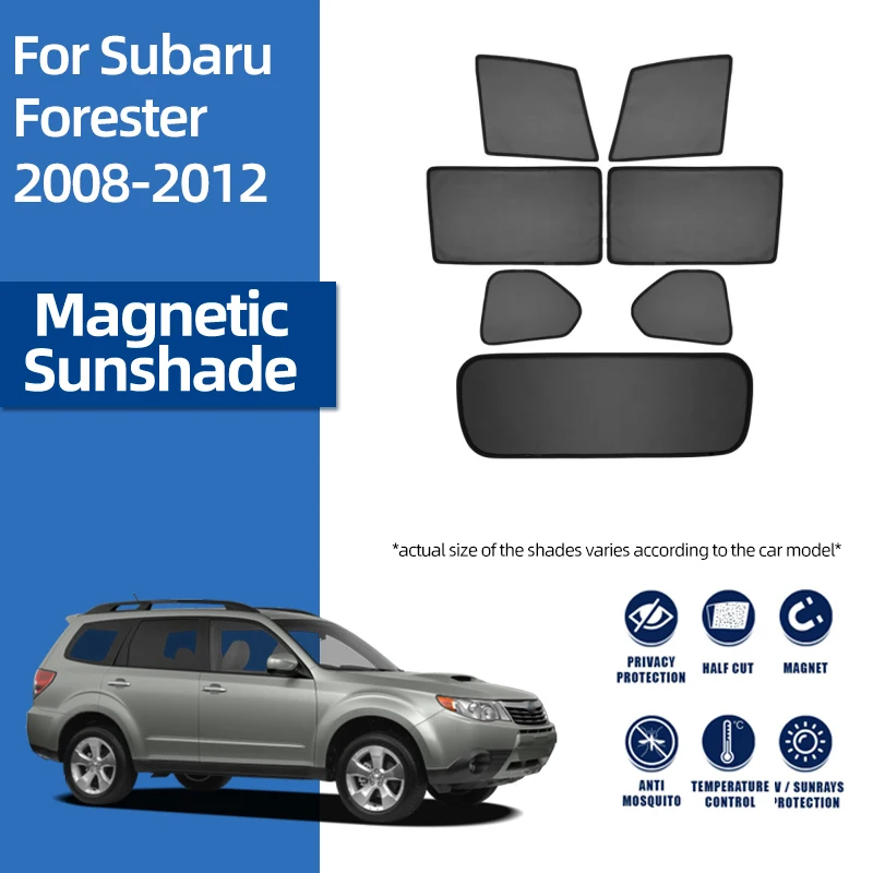 For Subaru Forester SH 2008-2013 Magnetic Car Sunshade Shield Front Windshield Blind Curtain Rear Side Window Sun Shade Visor