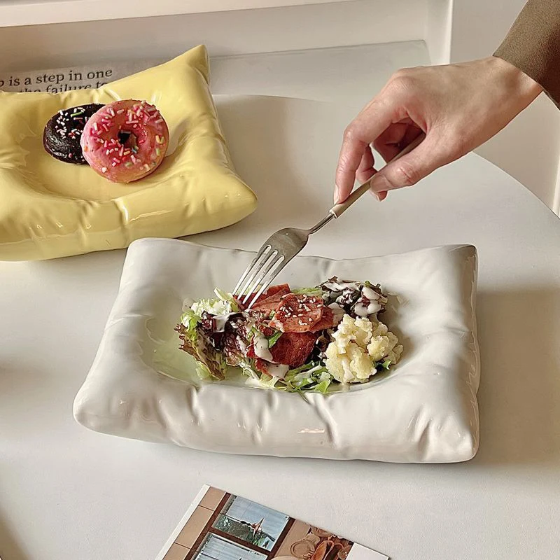 Elegant Exquisite Japanese Ceramic Salad Serving Plate for Sushi Cake Cold Dish Home Table Decor Gift