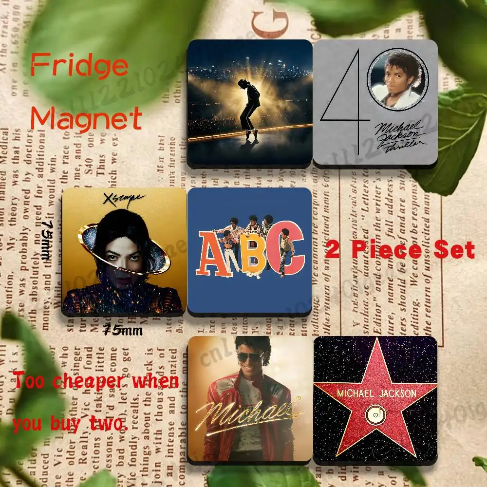 M-Michael J-Jackson Superstar Birth Album 2pcs Black Square Fridge Magnet, Magnetic Sticker, No Residue Durable Smooth Surface
