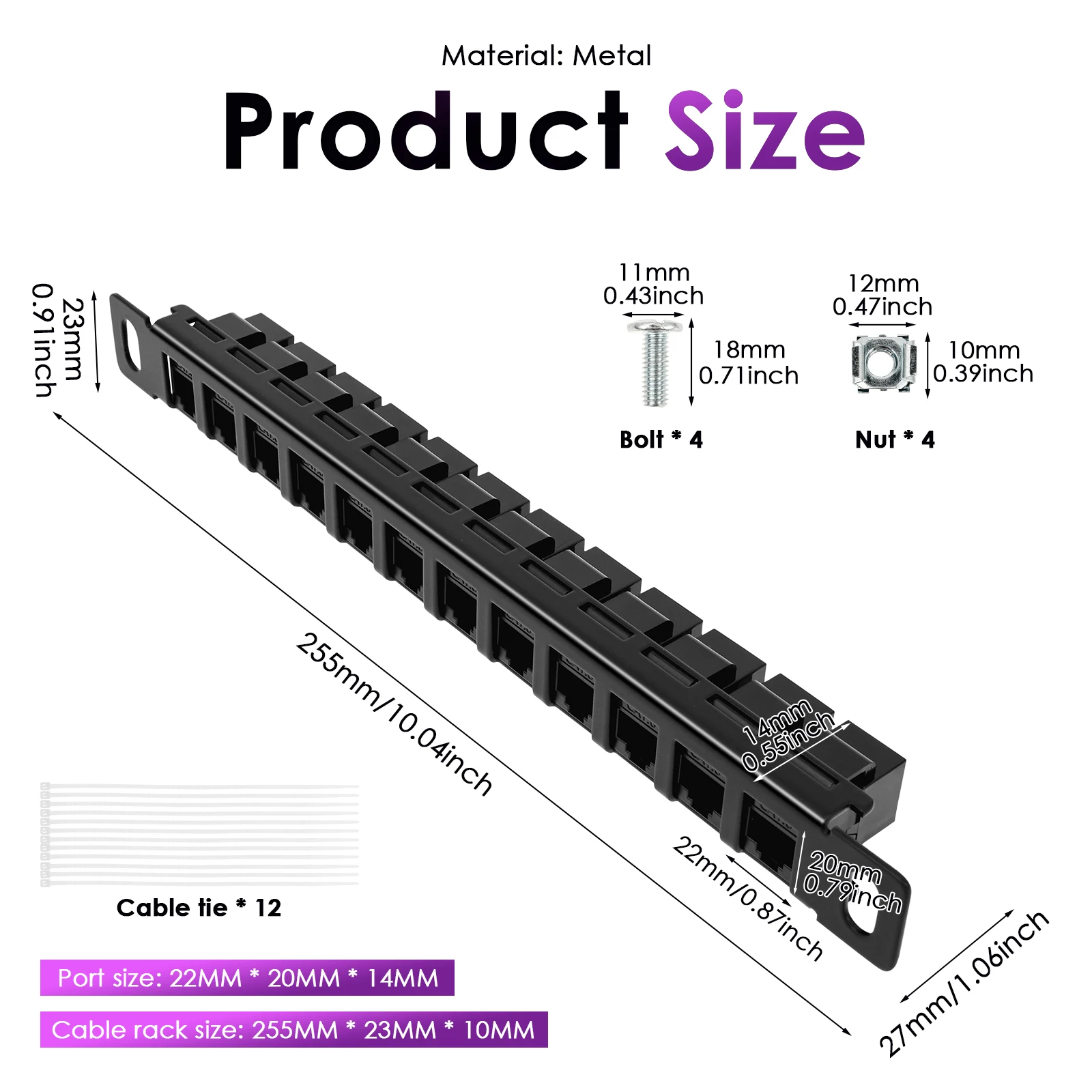 12 Port Patch Panel Compatible for DeskPi RackMate T1/T0/T2 10inch 0.5U CAT6 Network Patch Panel Server Rack/Network Cabinet