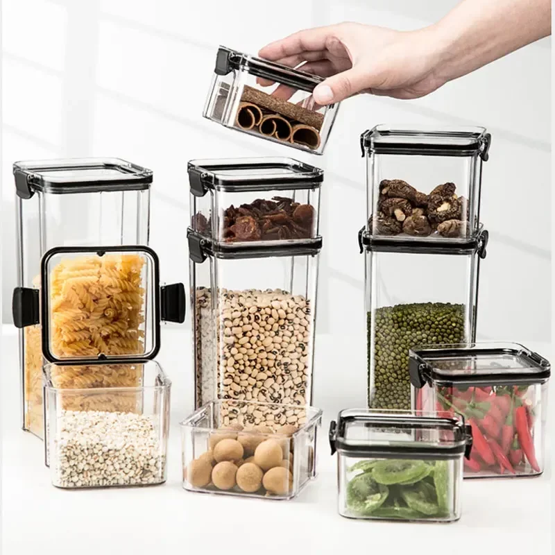 

1800ml Dry Food Storage Box Food Containers Transparent Stackable Kitchen Spaghetti Noodles Sealed Tank Cans Organizers bottles