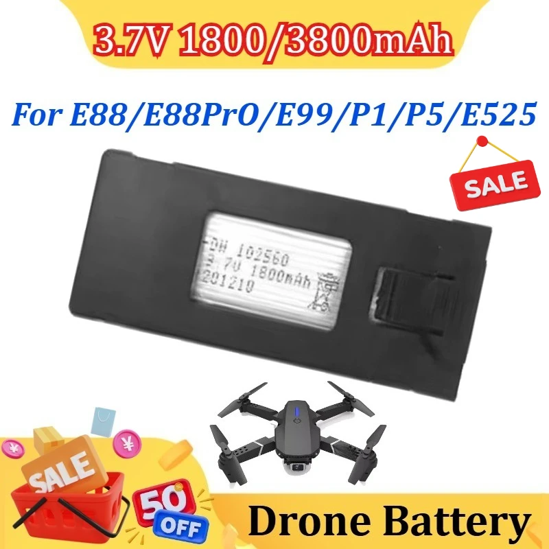 

E88 3.7V 1800/3800mAh Rechargeable Li-ion Battery For RC Drone E88PRO E88 P1 K3 P10 A13 S98 E525 RC Quadcopter Parts