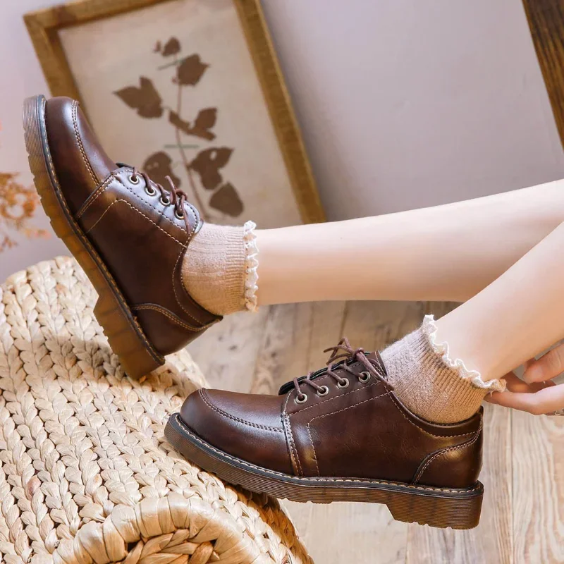 chinese dress ladies Babakud Women Spring Autumn Retro Casual Premium Leather Shoes