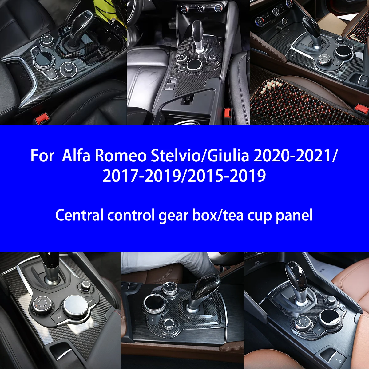 

Suitable for Alfa Romeo Giulia/Stelvio Dry Carbon Fiber Central Control Gear Frame/tea Cup Panel Interior Parts