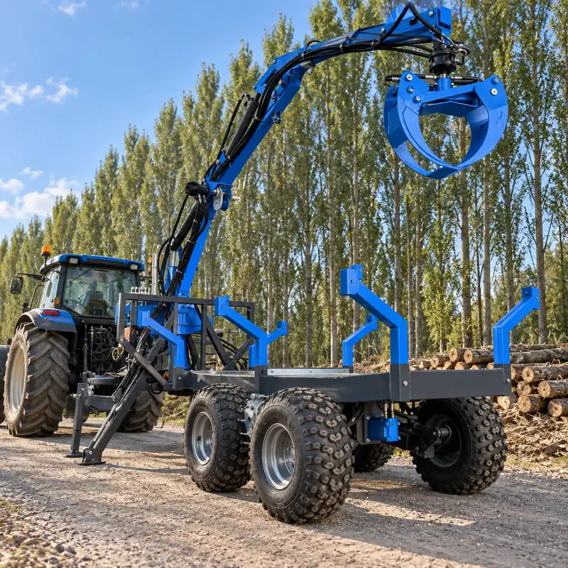 Forest Trailer with Crane Customized Log Grapple Crane for Utility Forestry Tasks with Heavy Duty Tow Frame Robust Design