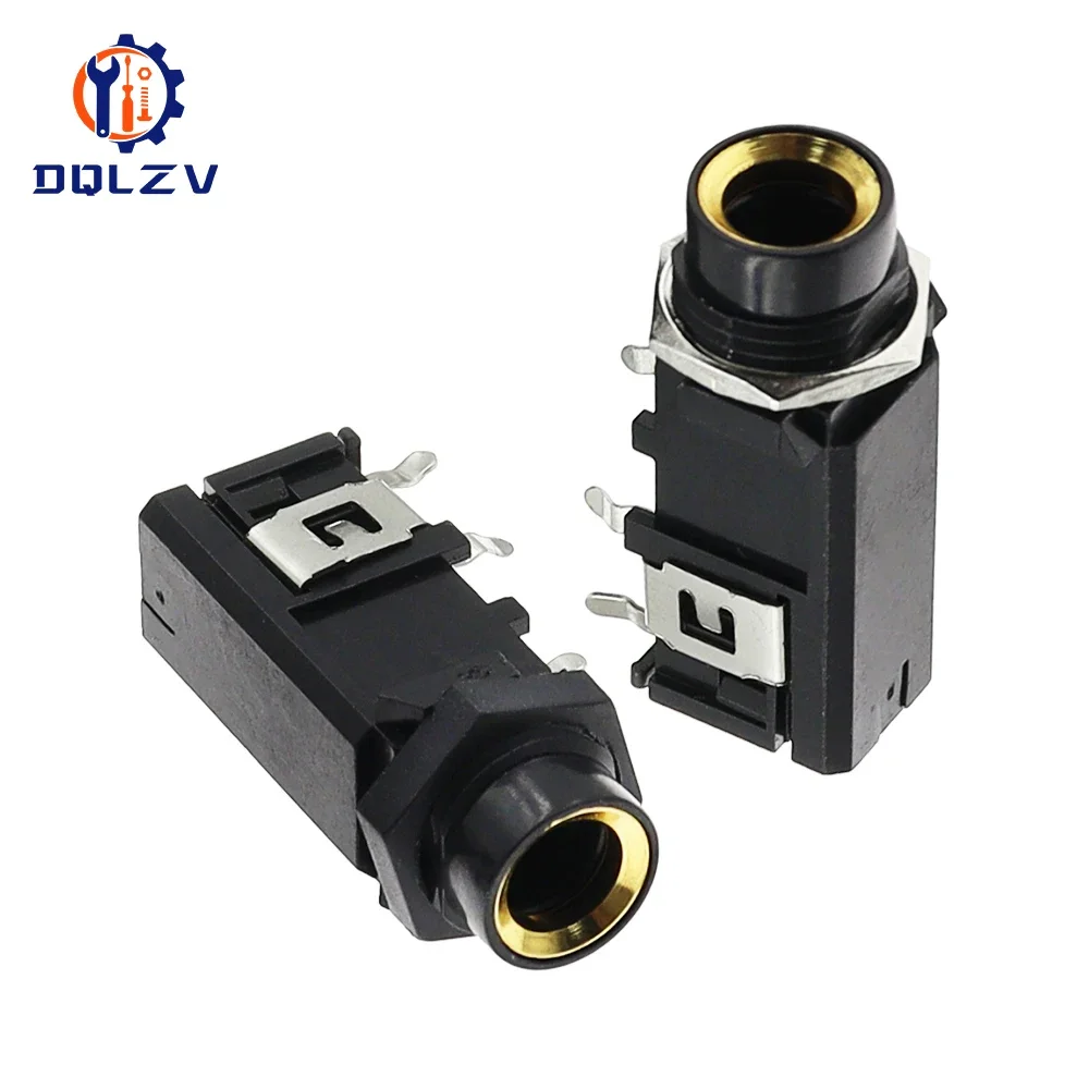 3Pin Audio Jack Speaker Connector 6.35 Mono Female Socket PCB Panel Mount Microphone Chassis Audio Adapter Nut