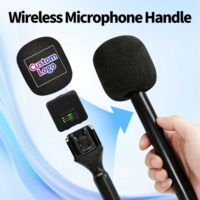 Handheld Wireless Interview Microphone Adapter with Windshield Foam for Rode GO II for DJI Mic 1 2 Wireless Lavalier Microphone