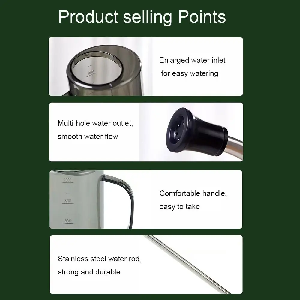 Stainless steel Garden Watering Can Long Nozzle With Tick mark Watering Bucket 1.5L/2L Watering kettle Garden Flower Plants