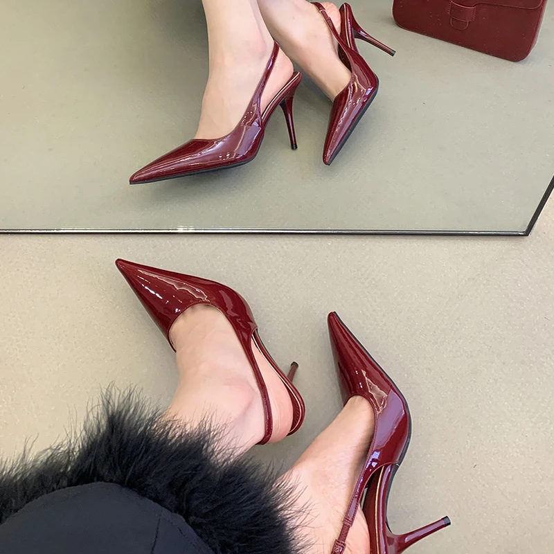 

Туфли-лодочки Aneikeh 2026: летние модные босоножки из лакированной кожи с острым носком, на тонком высоком каблуке, для женщин, сексуальные, для банкетов