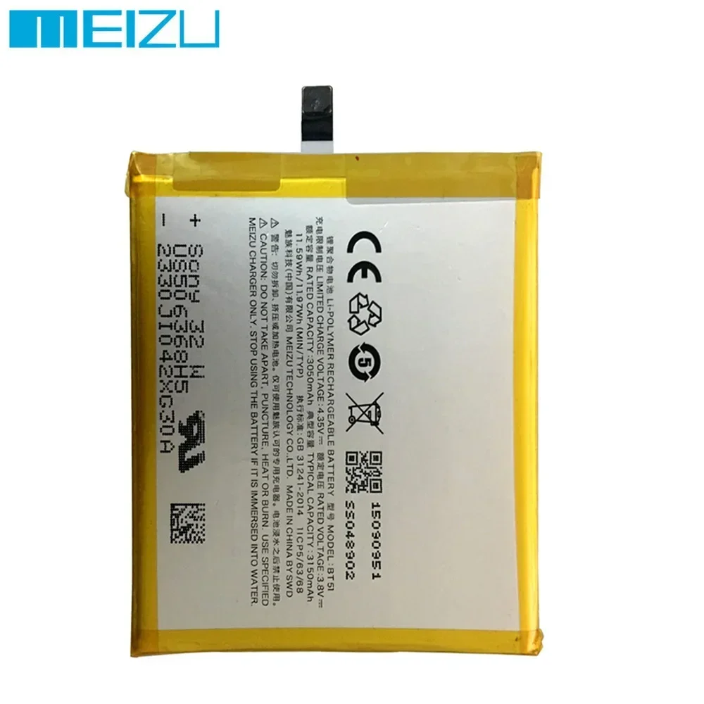 Meizu-bateria de alta qualidade, 3150mAh, bt51, para meizu mx5, m575m, m575u, baterias do telefone móvel, ferramentas livres, 100% original