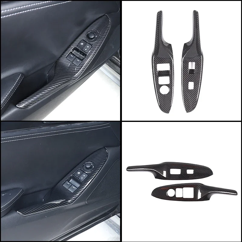 

For Mazda MX-5 2016-2023 LHD ABS/ Real Carbon Fiber Window Lifting Button Decorative Frame Sticker Car Interior Accessories