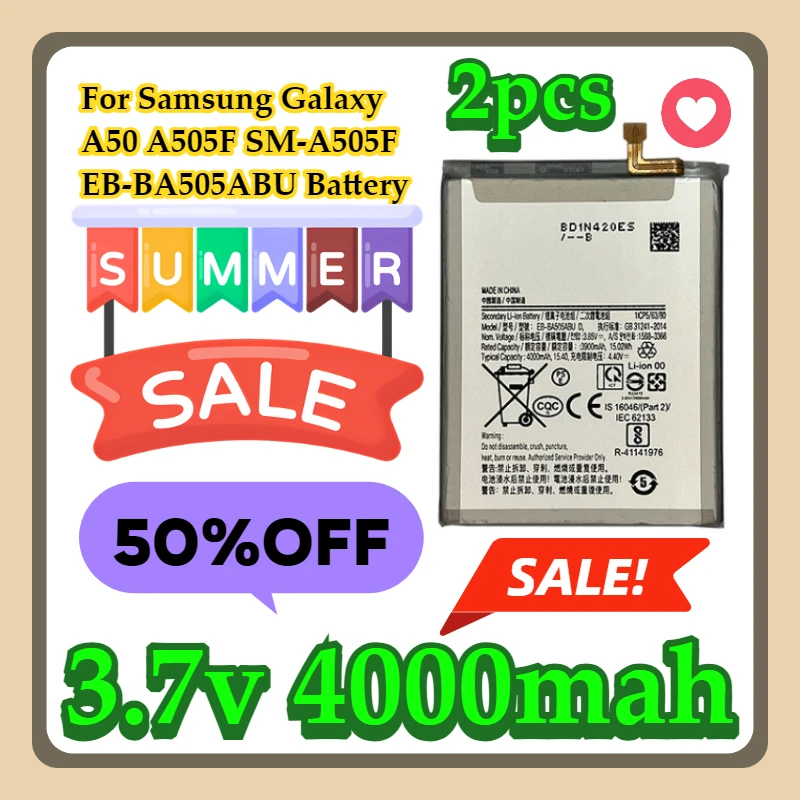 

Для Samsung Galaxy A50 A505F SM-A505F EB-BA505ABU Аккумулятор 2шт.