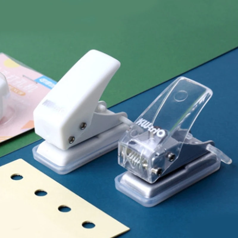 เครื่องเจาะรูกลมขนาดเล็กแบบพกพารูเดียวความจุ8แผ่นพร้อมถาดชิปสำหรับการ์ดกระดาษตัวยึดแบบ DIY