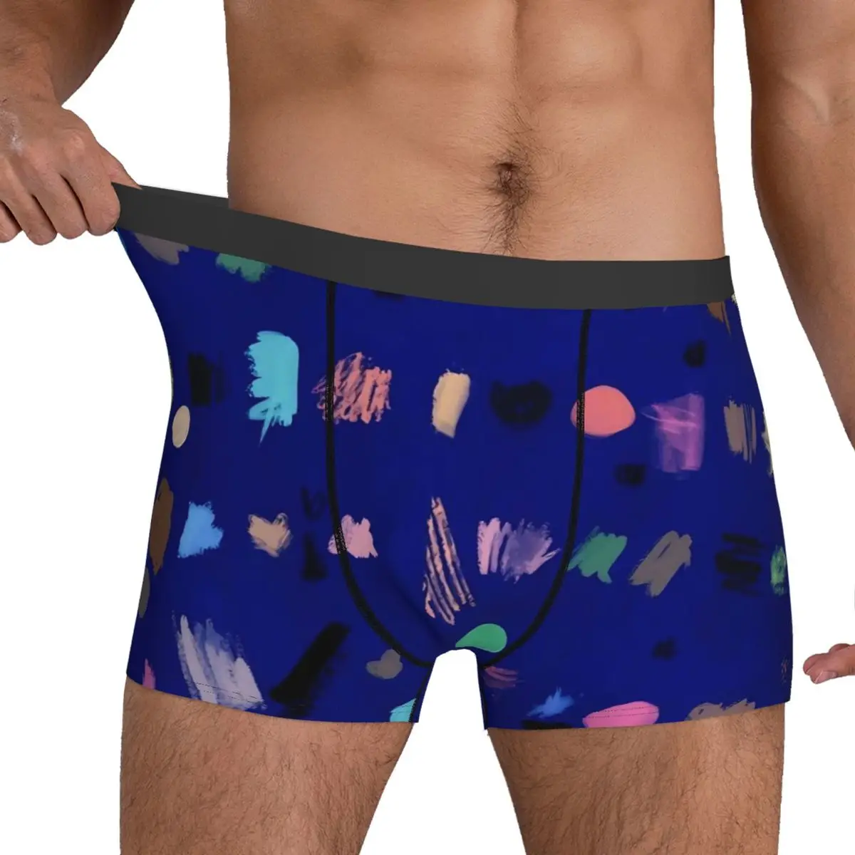 Brush Print Underwear Colorful Abstract Breathable Panties Sublimation Shorts Briefs 3D Pouch Men's Plus Size Trunk