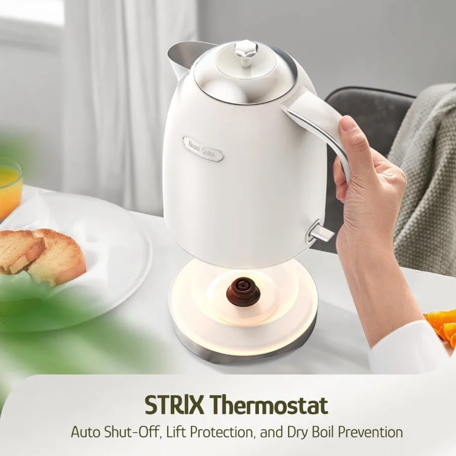 Bouilloire électrique 1,7 litres bouilloire à eau en acier inoxydable sans BPA intérieur 1200W Base rotative sans fil à ébullition rapide automatique