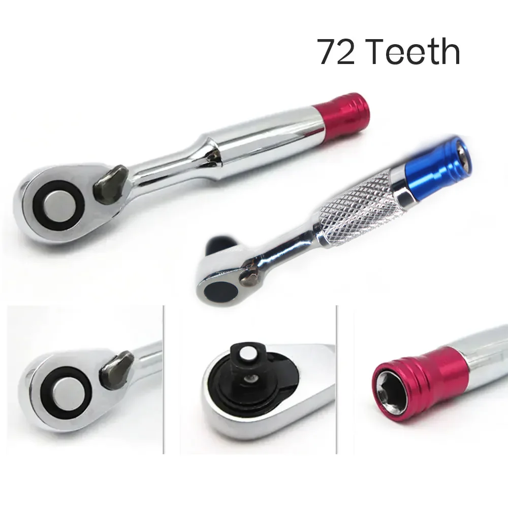 

72 TeethTorque Ratchet Wrench 85mm/100mm 1/4'' Mini Socket Wrenches Repair Tool For Vehicle Bicycle Bike Tool