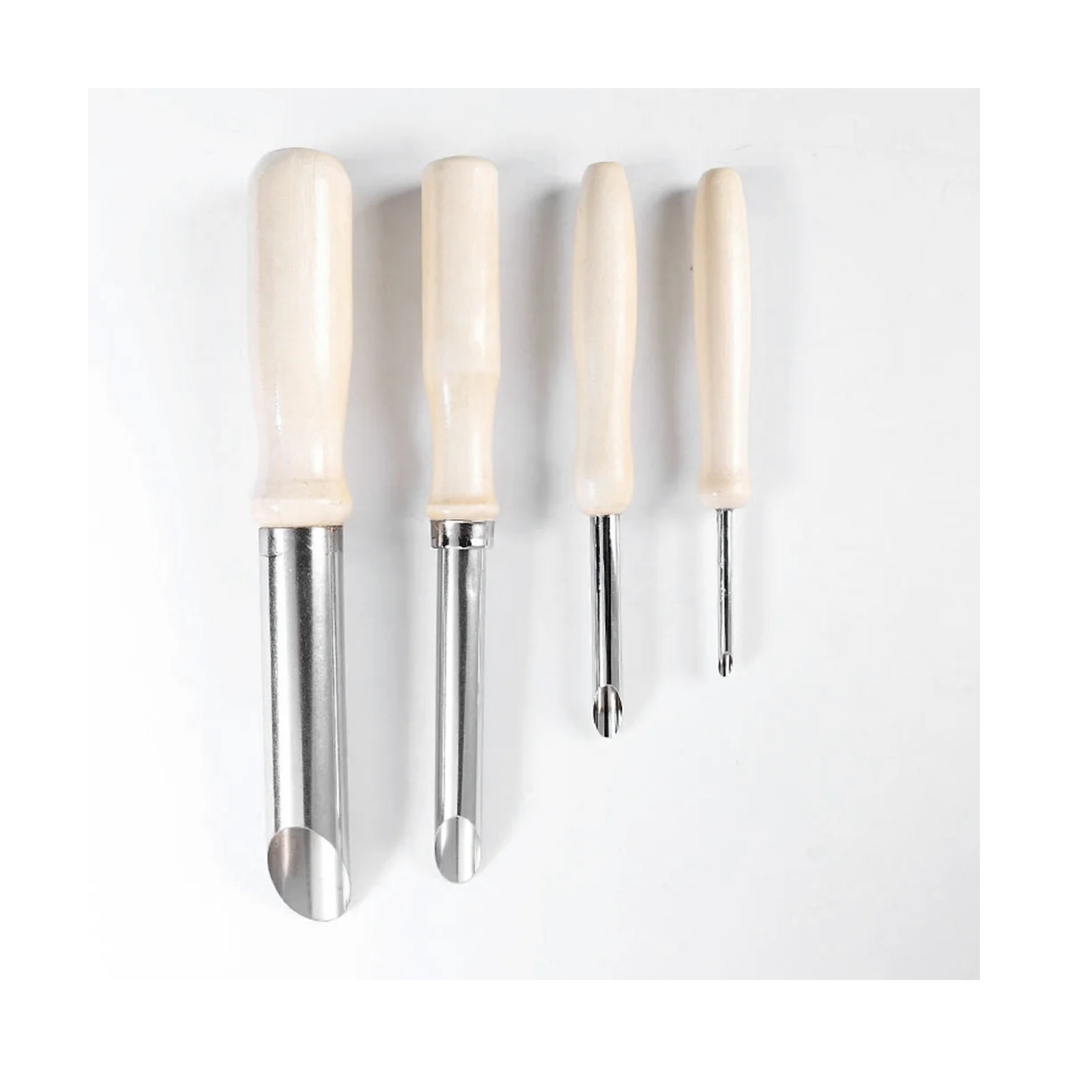 4 Pieces of Ceramic Tools Stainless Steel Punch Pot Hole Drilling Round Practical Wooden Handle Manual Set