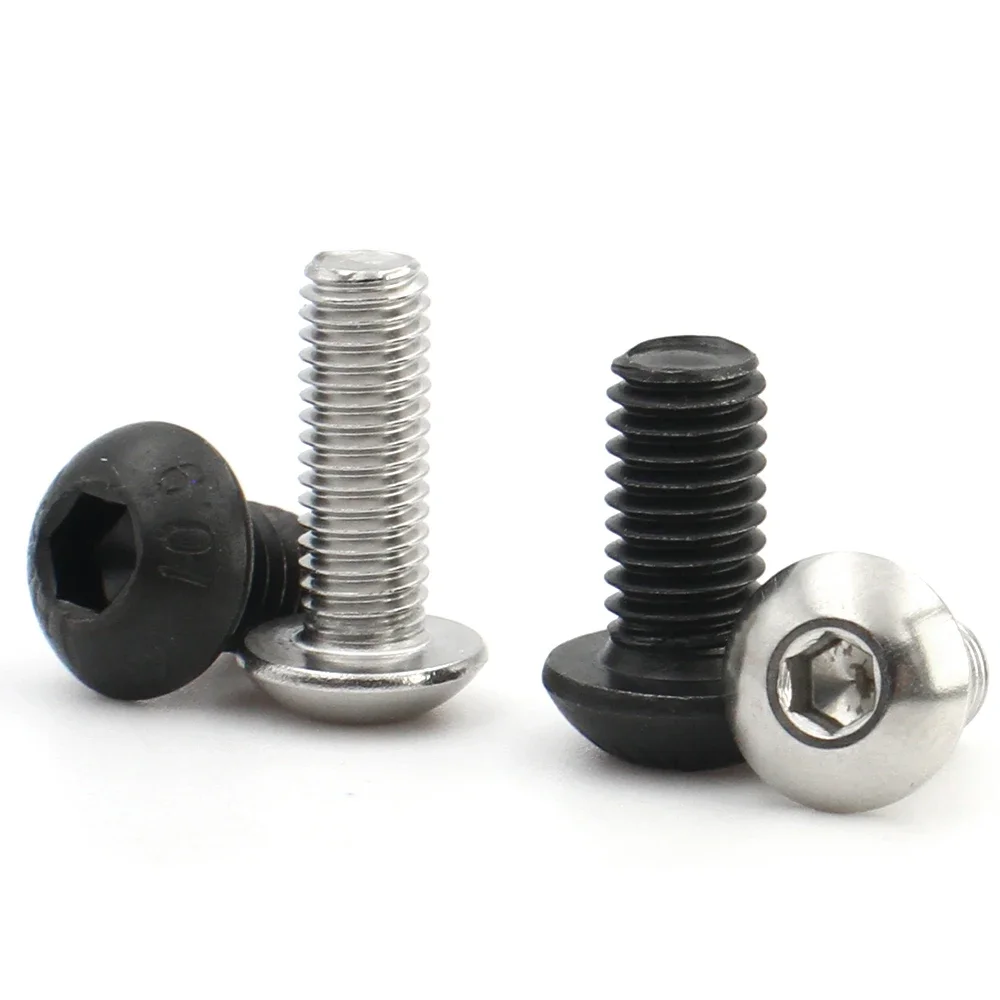 5-50PCS A2-70 304 Stainless Steel & Grade 10.9 Carbon Steel ISO7380 Hex Socket Round Head Screws M2-M8