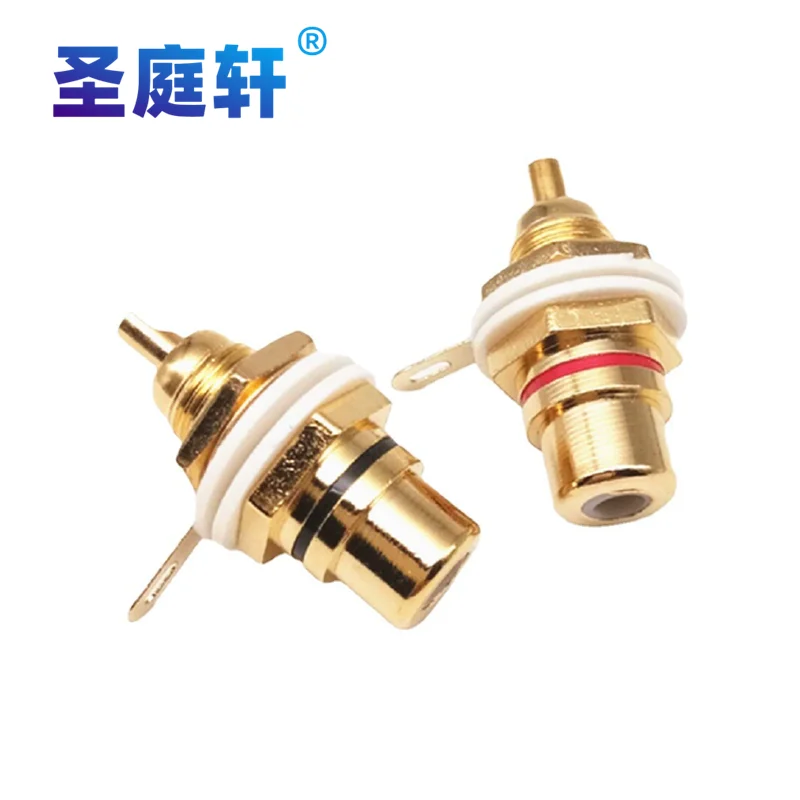 1 Pair RCA Female Socket Connector Chassis Panel Mount Adapter Audio Terminal Plug 3.5mm Plug AV Plug