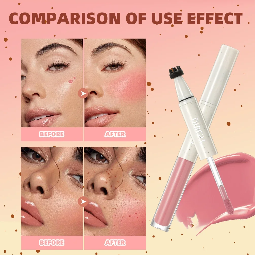 QIBEST Double Ended Natural Simulation Freckles Stamp Pen Liquid Blush 2 In 1 Stick Waterproof Lifelike Fake Freckles Pen Makeup