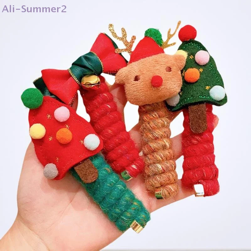 1/2PCS Christmas Spiral Hair Ties For Women | Elastic Hair Ties Snowflake Colorful Christmas Glove Candy Cane Charm | Holidy Gif
