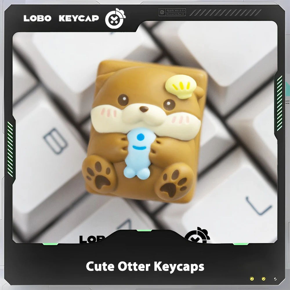 LOBO Cute Otter Keycap 1.25u Hand-made Resin Cute Keycap Mechanical Keyboard Keycaps Customized Gaming Accessories Gift