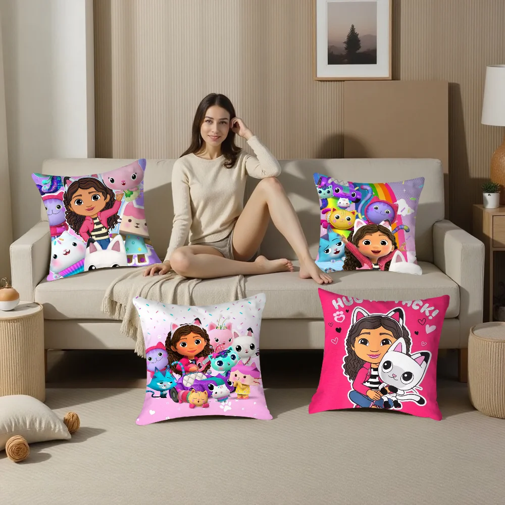 

Cartoon G-Gabbys M-Mercat Cat Pillow Case Plush Fabric Soft Pillowcase Double Sided Print Cushion Cover Household Gifts