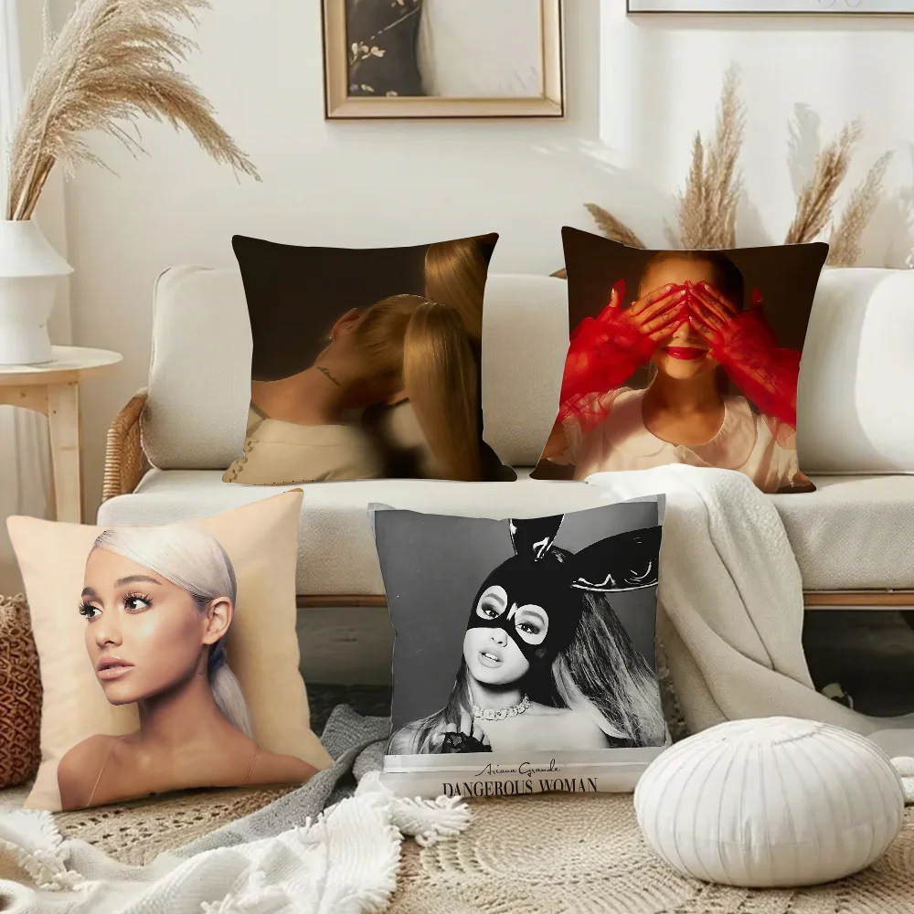 Singer A-Ariana G-Grande Hot Album Pillow Case Square Double-Sided Printing Short Plush Sofa Cushion Cover Bedroom Bedside