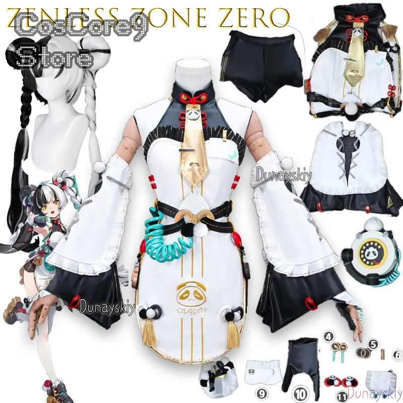 

panda Animal Game Zenless Zone Zero Dialyn Cosplay 코스프레 의상 Full Set Uniform Outfis Escoffier Cosplay 코스프레 의상 Role Play Props