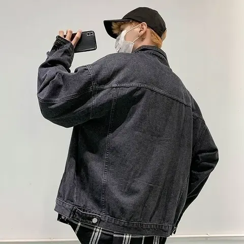 Jaquetas jeans azuis homem casual de alta qualidade coringa tamanho l lxury de tecido vintage baixo preço rock solto outono casaco cowboy para homem