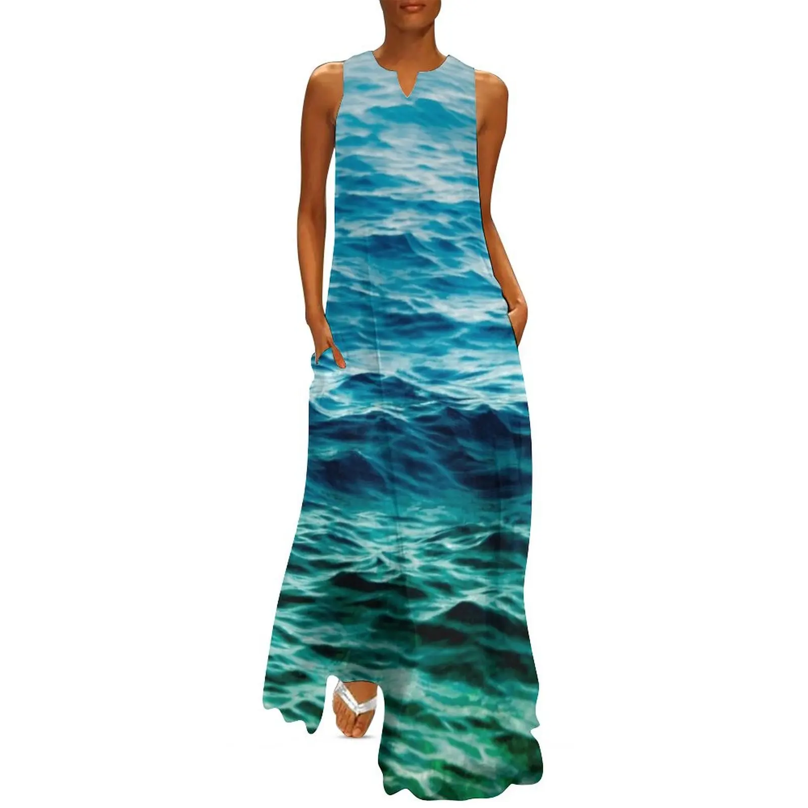 

Lovely Ocean Sea Waves Long Dress long sleeve dress evening dress ladies