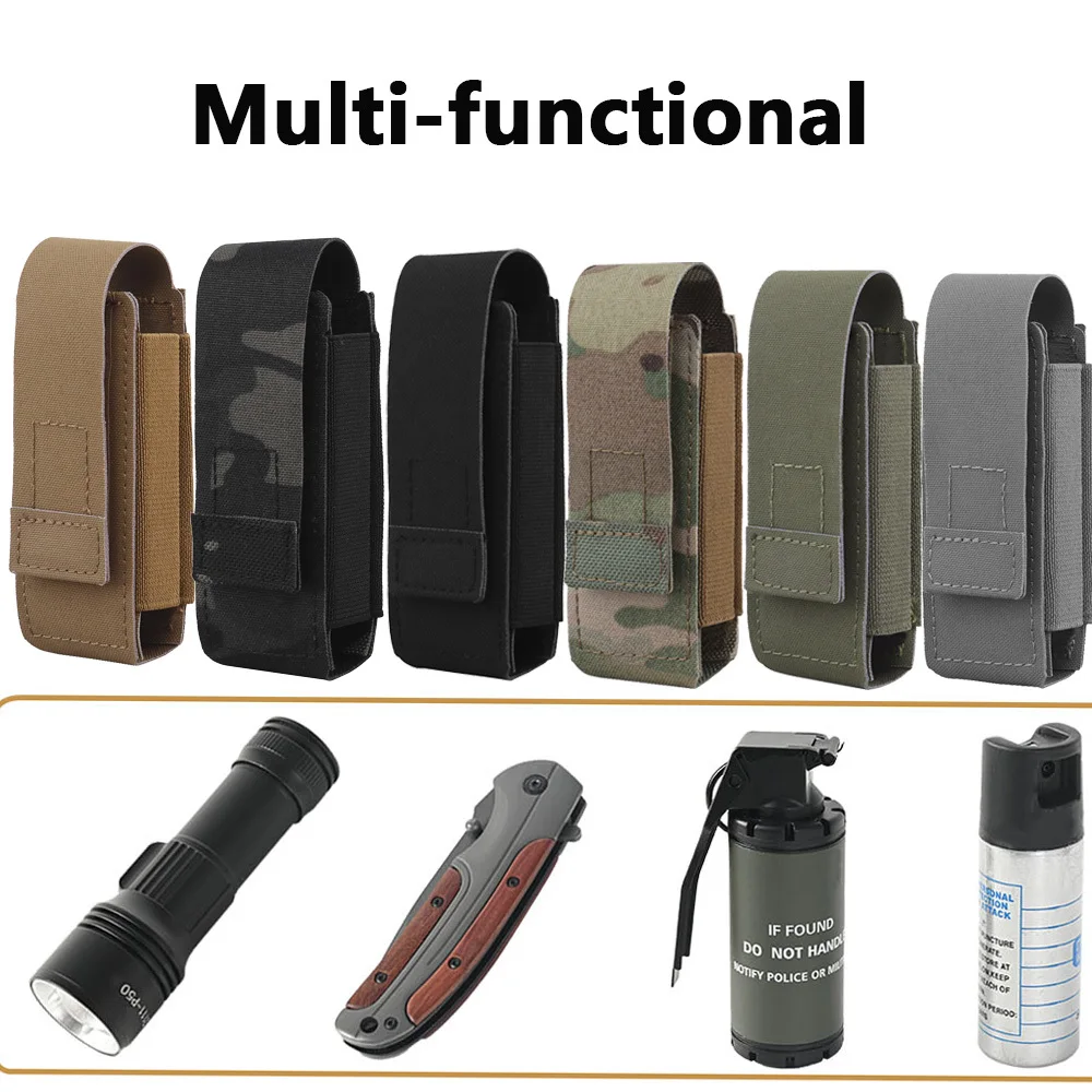 Tactical Molle OC Pepper Spray Pouch Elastic Utility Tool Holser 9mm Pistol MAG Flashlight Pouch Hunting Vest  Belt Accessories