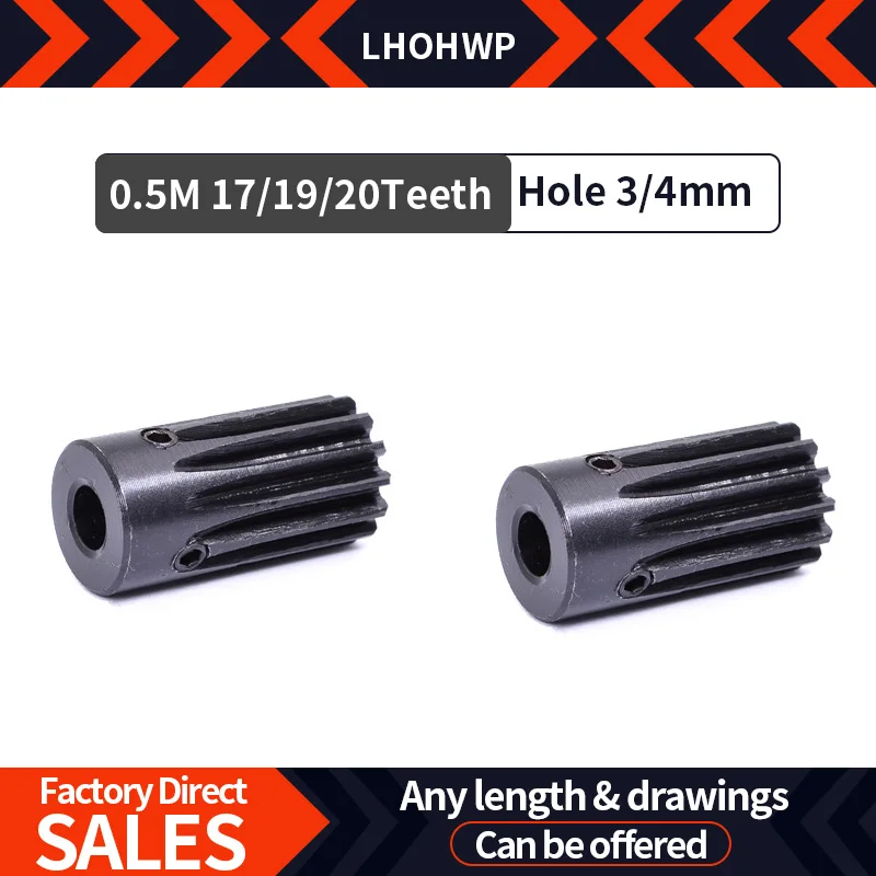 Spur Gear 0.5 Module 19 Teeth Hole 4mm/20 Teeth Hole 3-4mm/17 Teeth Hole 3mm Spot 45 Steel
