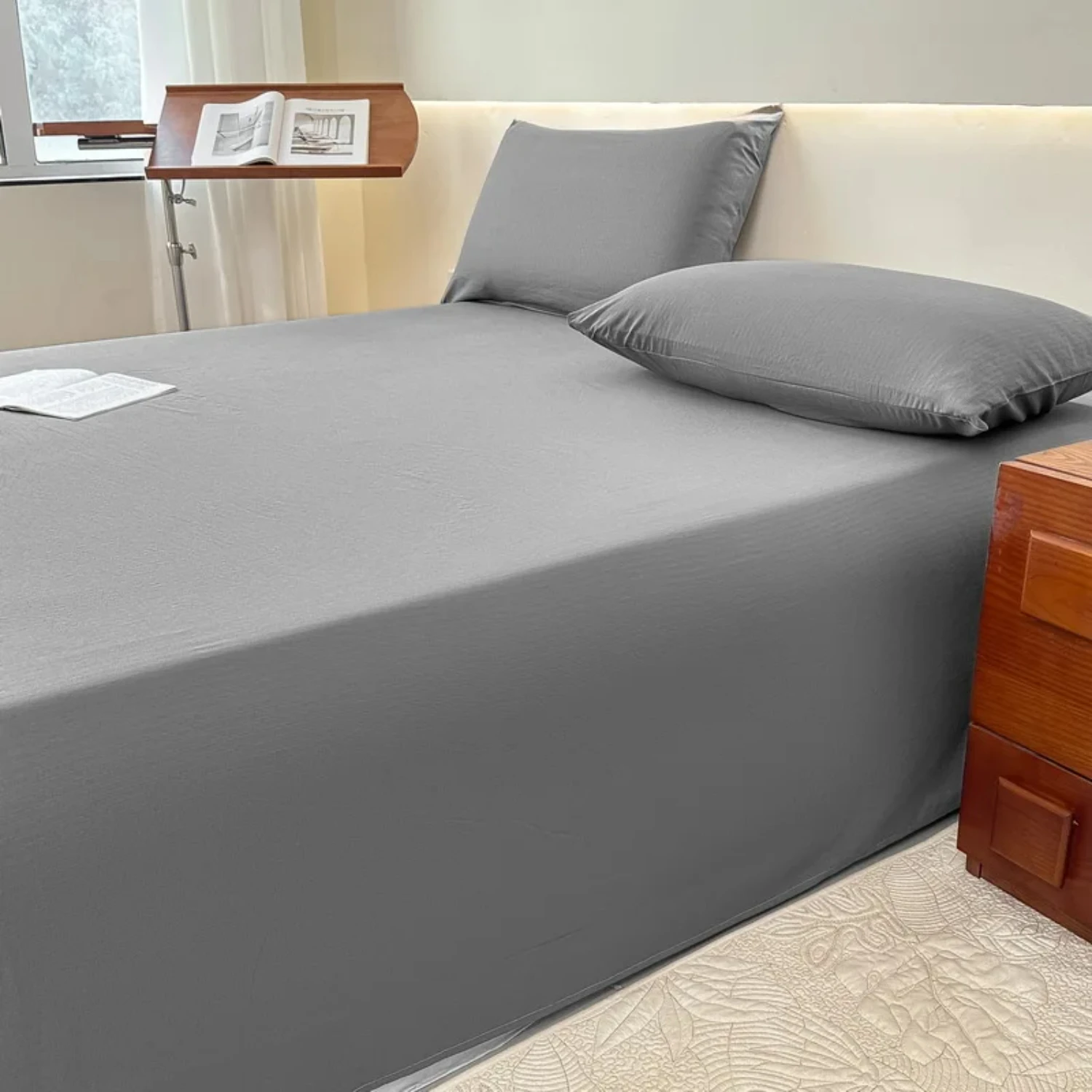 Simple Solid Color Xiaozhu Cotton Sheets - Single Product with Aerobic Two Pillowcases and Three-piece Set Quilt Duvets